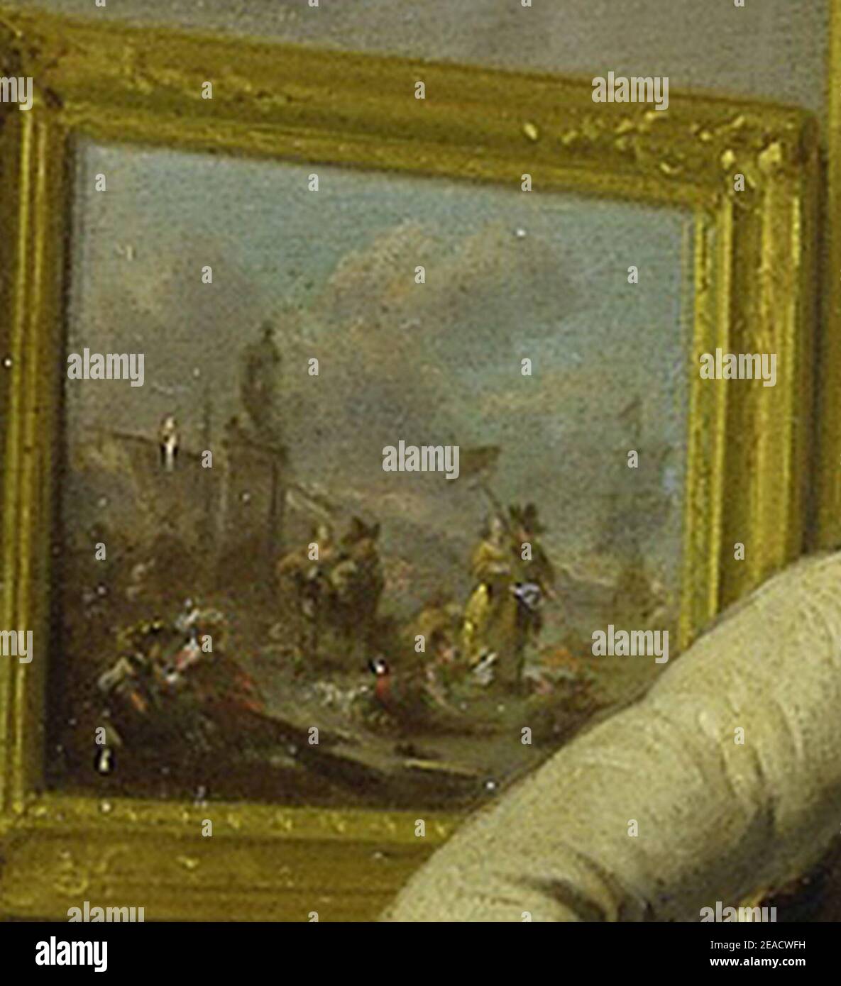 Nicolaes Berchem - Italiaanse Haven - Detail De kunstgalerij van Jan Gildemeester Jansz Stockfoto