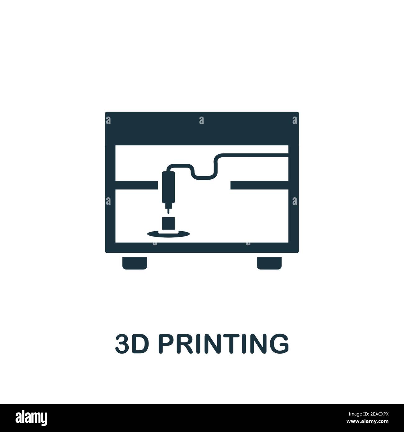 3D Drucksymbol. Einfaches Element aus der Technologiesammlung. Gefülltes monochromes 3D-Drucksymbol für Vorlagen, Infografiken und Banner Stock Vektor