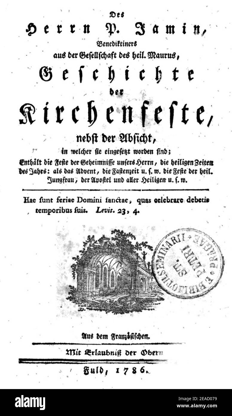 Nicolas Jamin - Augustinus Erthel - Geschichte der Kirchenfeste (1786). Stockfoto