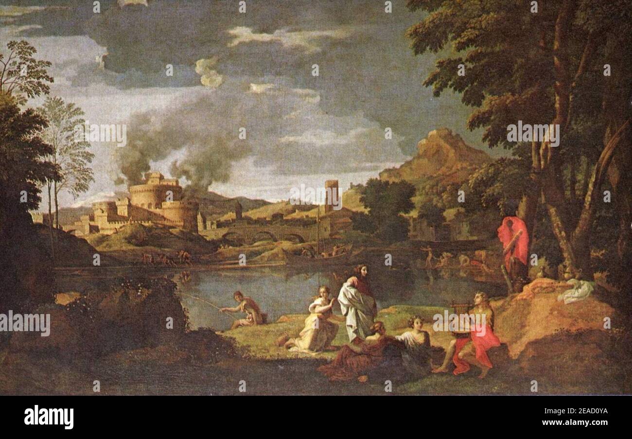 Nicolas Poussin - Paysage avec Orphée et Eurydice. Stockfoto
