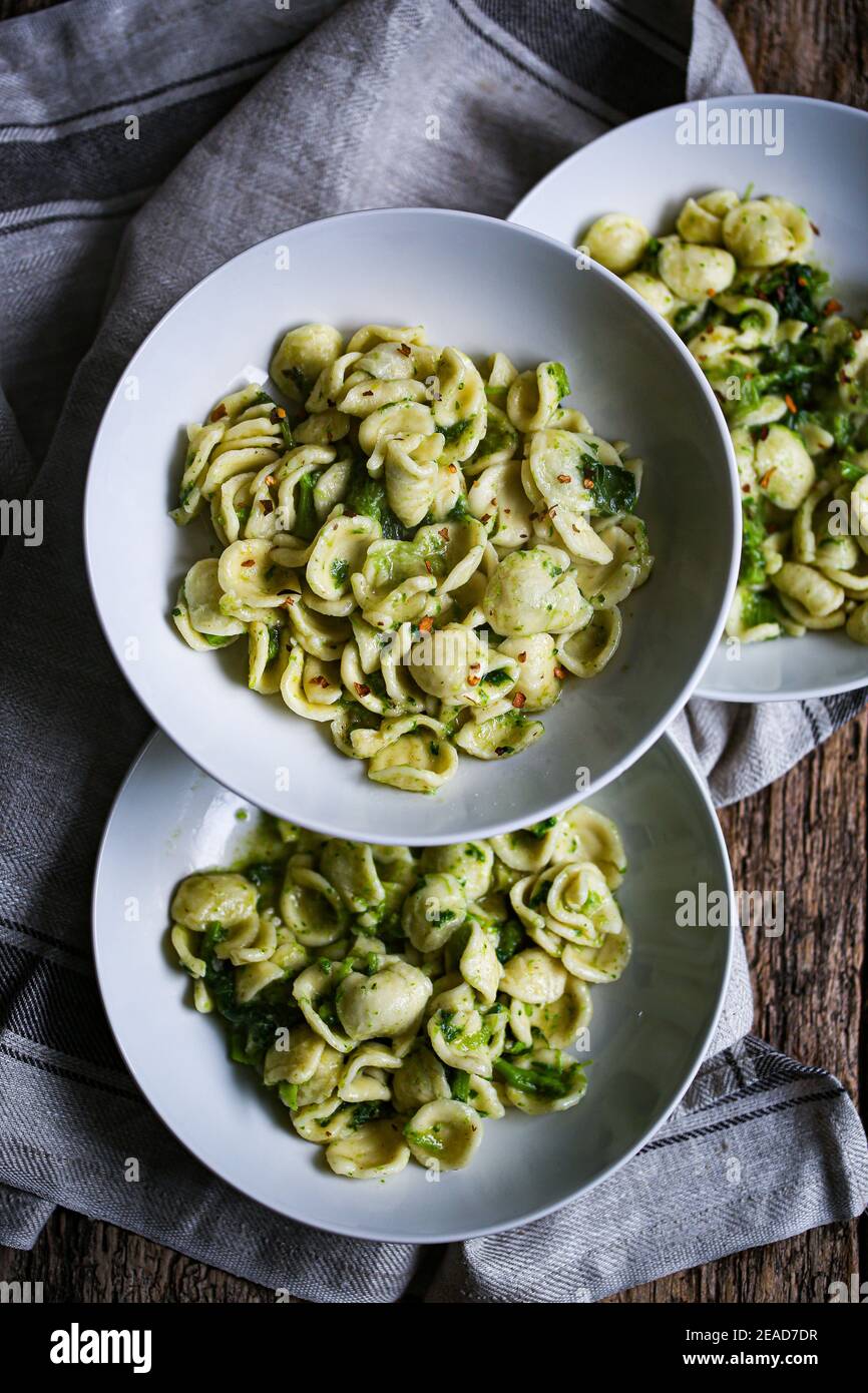 Orecchiette Con Cime di rapa Stockfoto