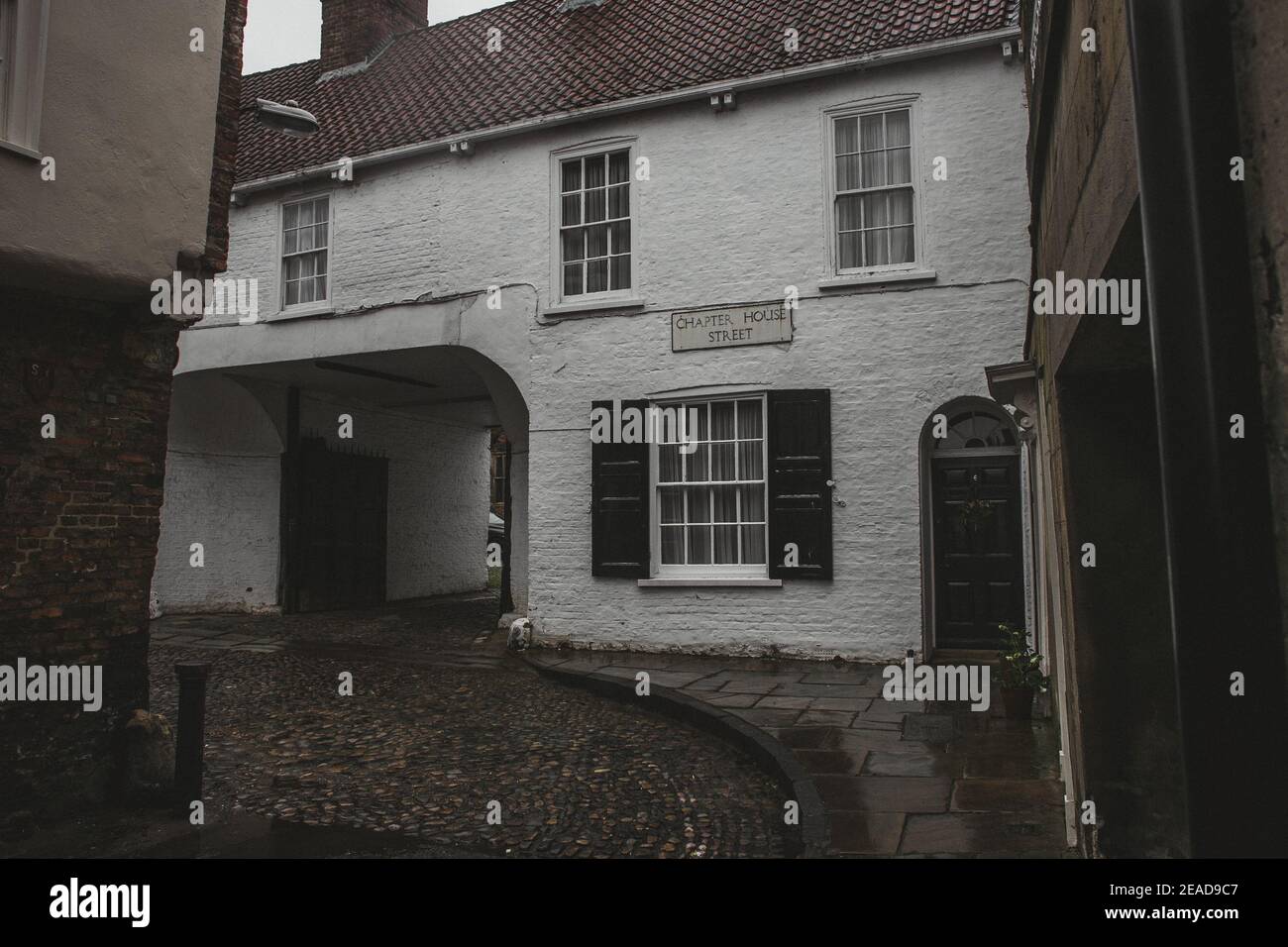 Häuser in der Ecke der Ogleforth und Chapter House Straßen in York, North Yorkshire, England, Großbritannien. Stockfoto Häuser in der Ecke der Ogleforth und Chapter House Straßen in York, North Yorkshire, England, Großbritannien. Stockfoto