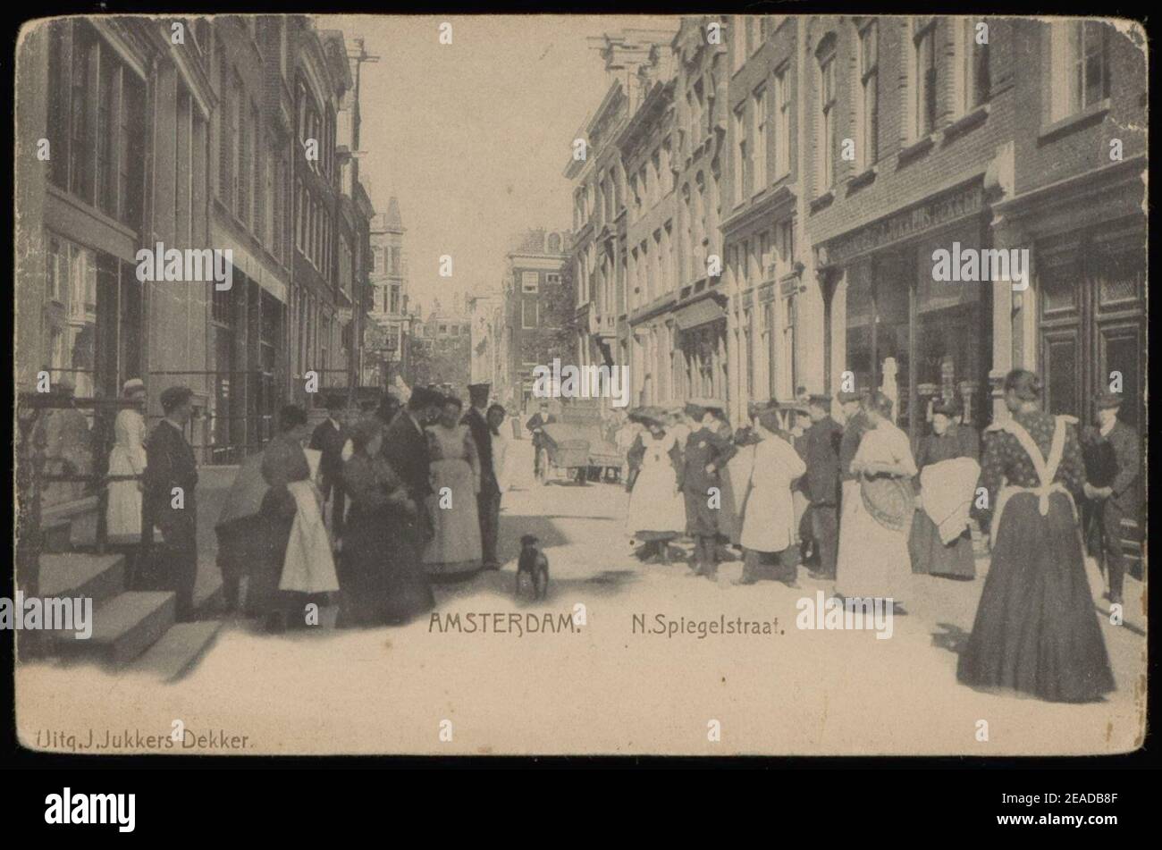 Nieuwe Spiegelstraat gezien naar het noorden. Uitgave J. Jukkers Dekker, Stockfoto