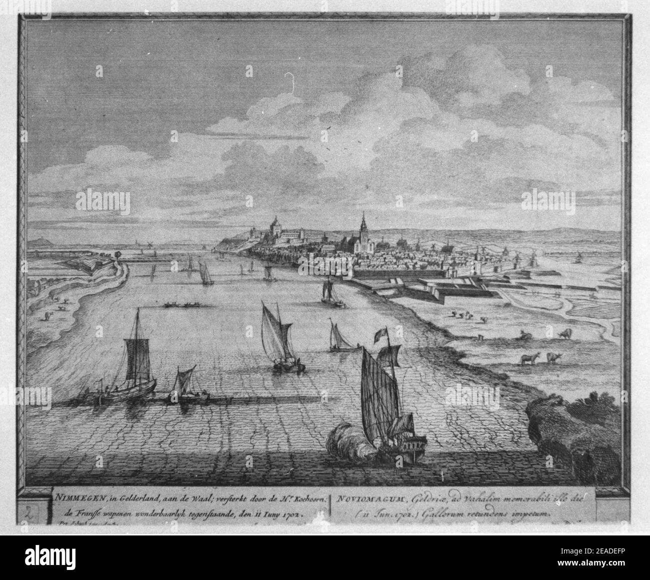 Nijmegen - 'Nijmegen in Gelderland aan de Waal; ver... - F78611 - Van der Grinten. Stockfoto