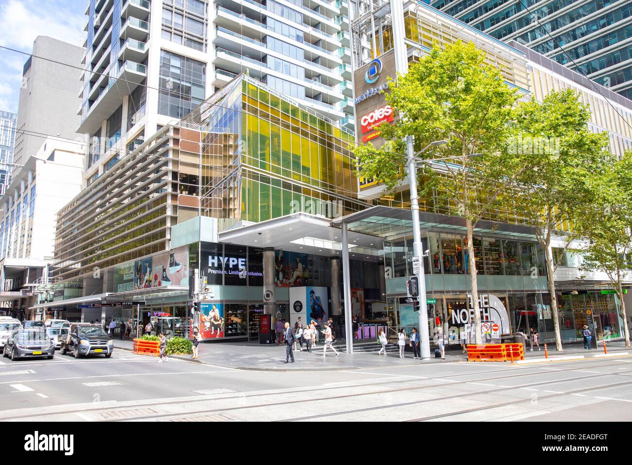 World Square gemischte Nutzung Entwicklung von Geschäften und Büros in Stadtzentrum von Sydney, NSW, Australien Stockfoto