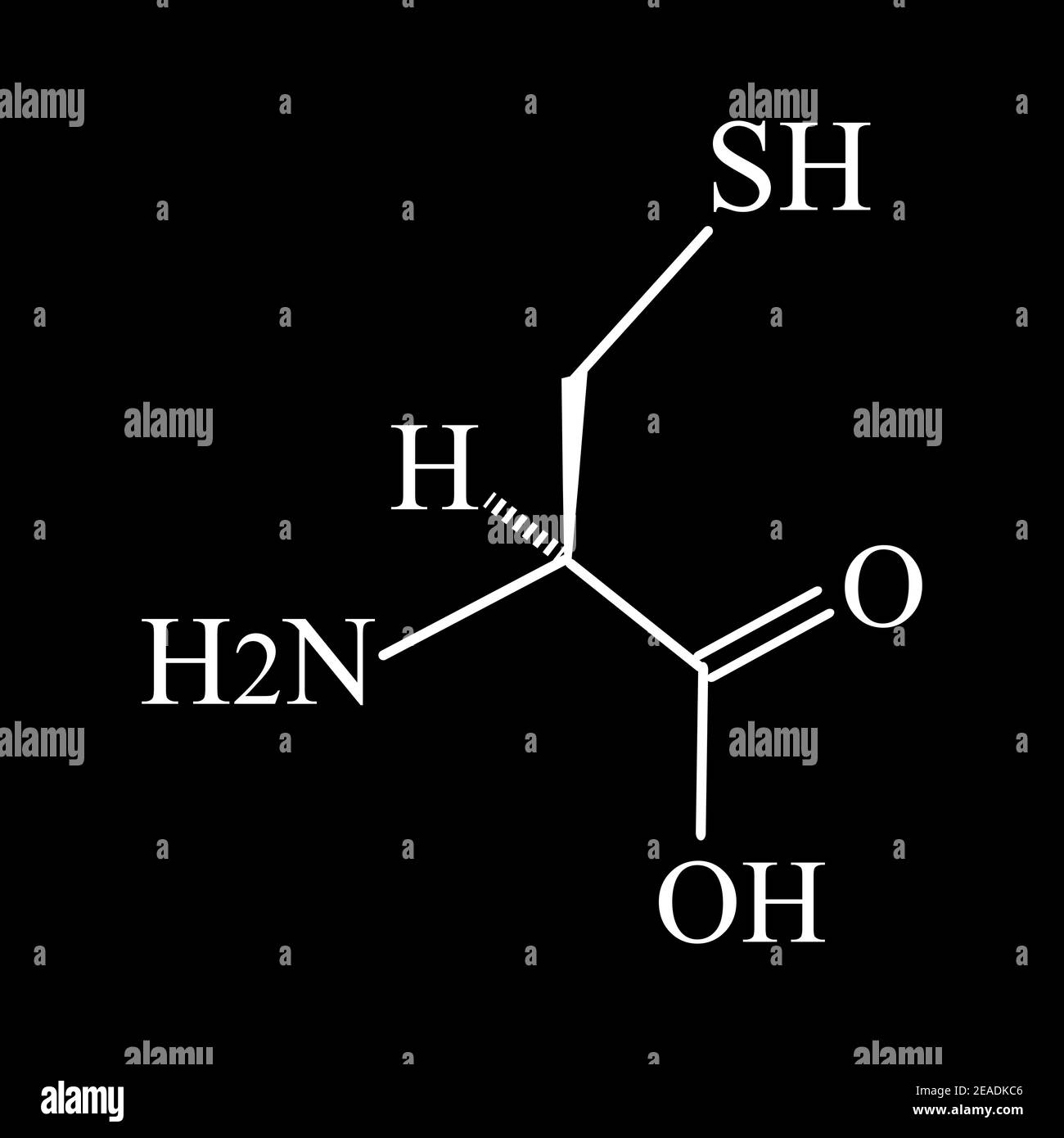 Die Aminosäure Cystein. Chemische Molekülformel Cystein Aminosäure. Vektorgrafik auf isoliertem Hintergrund Stock Vektor