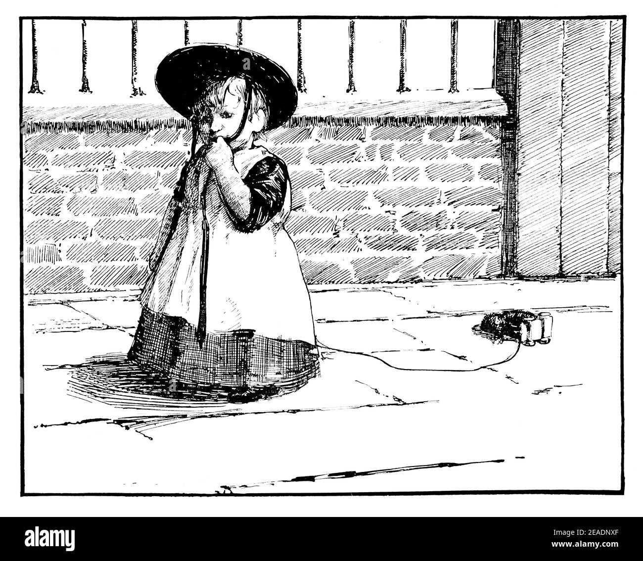 Studie über spätviktorianische Kinder, die mit Pull-Along-Spielzeug auf der Straße spielen, von Louisa Ginnet in 1898 Band 13 des Studios an Illustrated Magazine of Fine Stockfoto