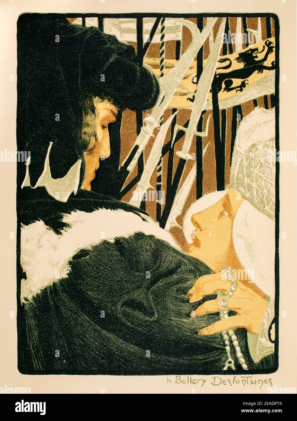 L’Imporation, Auto Lithograph in vier Farben von Henri Bellery-Desfontaines im 1898. Band 13 des Studio an Illustrated Magazine of Fine and Appli Stockfoto