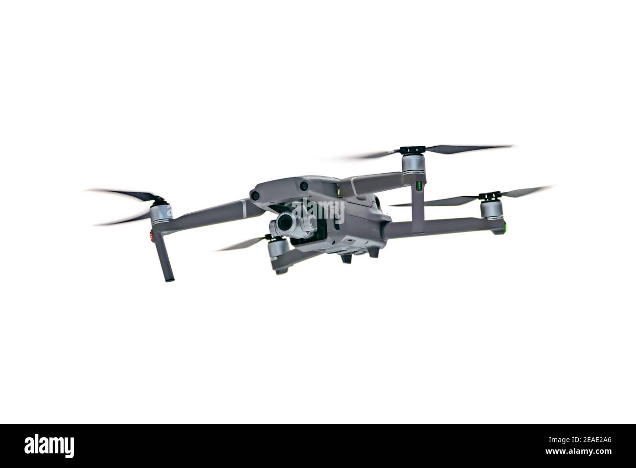 Drohne Quadcopter mit Digitalkamera iisoliert auf weiß Stockfoto