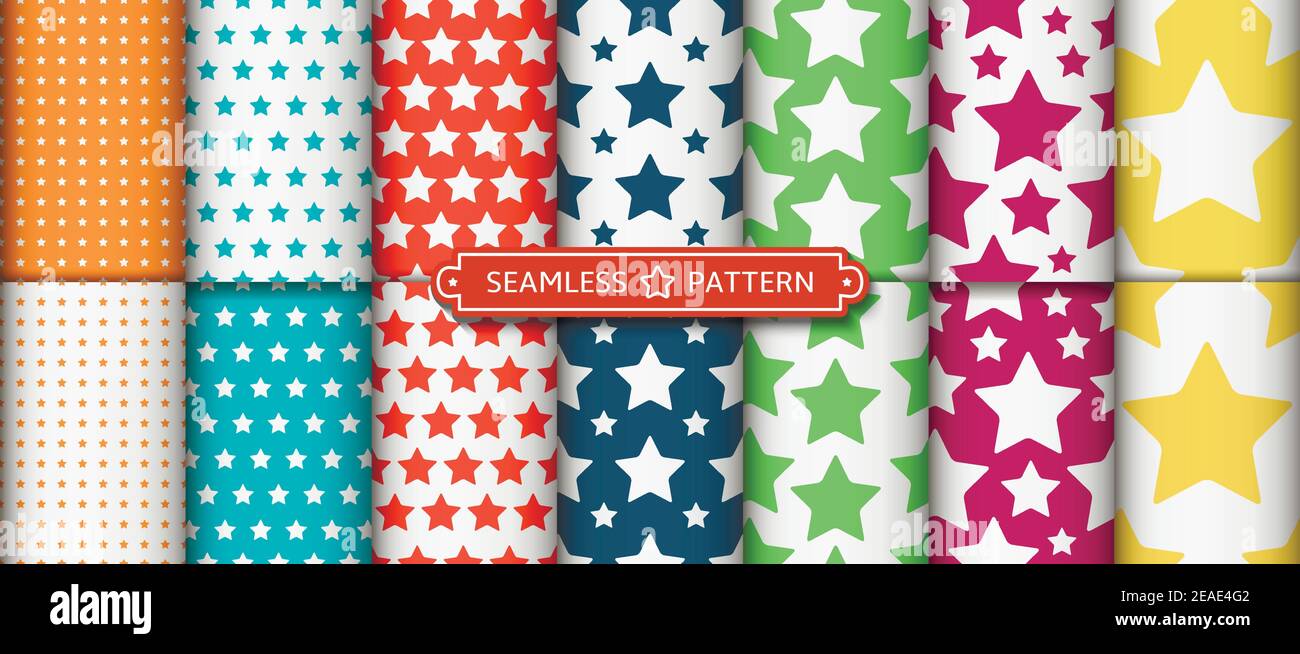 Satz von nahtlosen Mustern mit Sternen. Vektor Stock Vektor