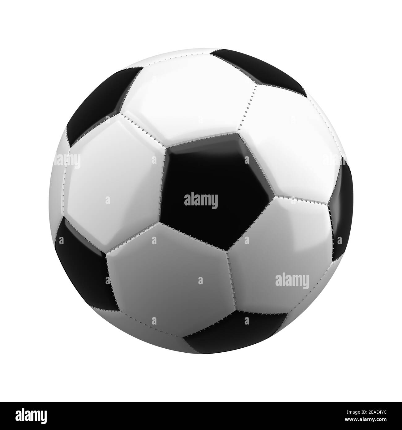 Fußball isoliert auf weißem Hintergrund, 3D Rendering. Stockfoto