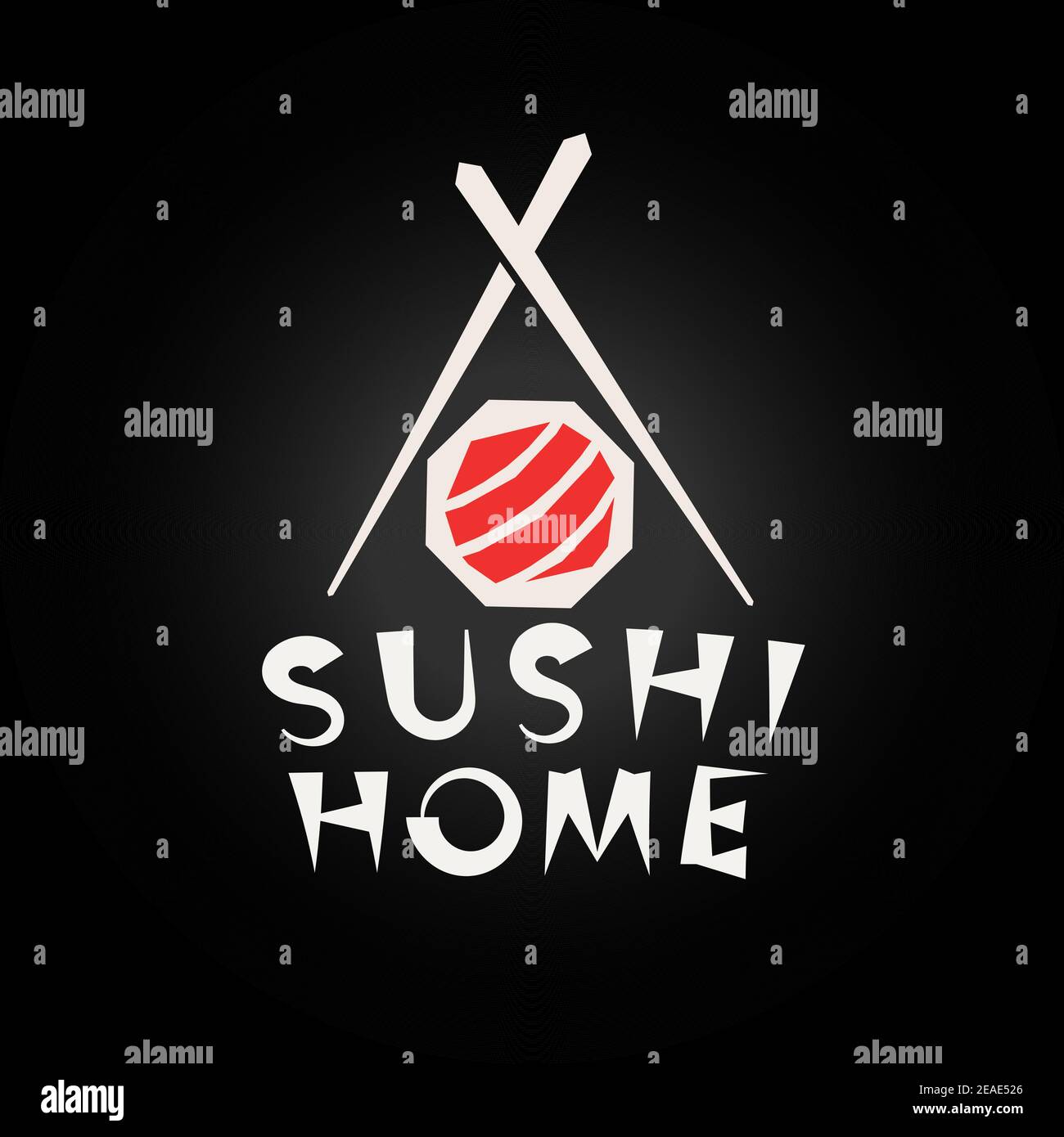 Sushi Logo Konzept, japanische Lebensmittel Restaurant Logo Vorlage. Einfache geometrische Design-Stil. Isolierte Vektordarstellung Stock Vektor