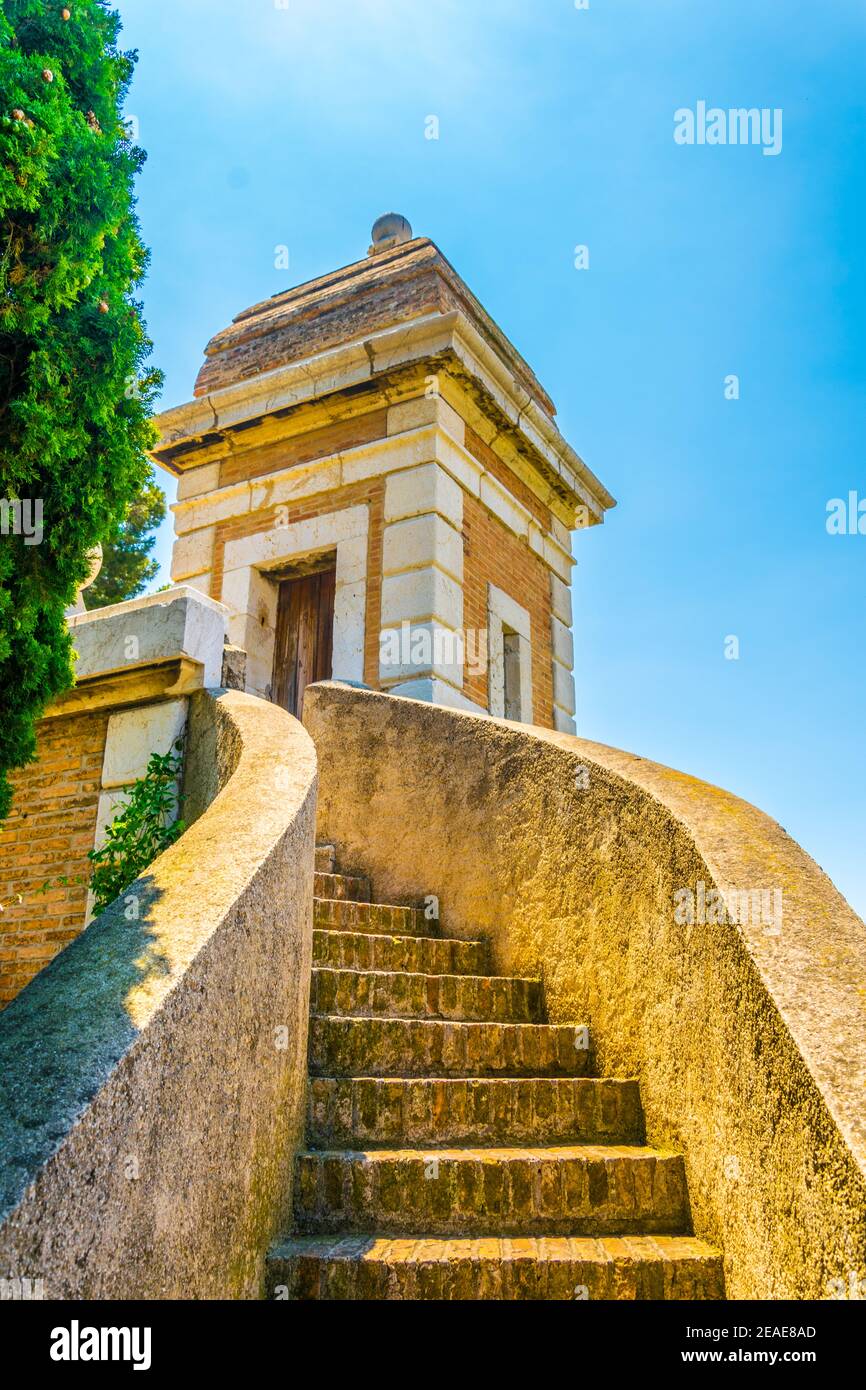 Ein Aussichtsturm auf der Stadtmauer von Monaco Stockfoto