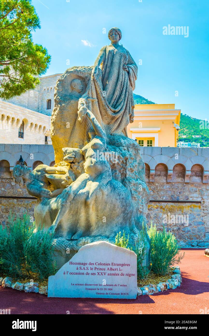 Denkmal zu Ehren der ausländischen Kolonien in der Stadt Monaco Stockfoto