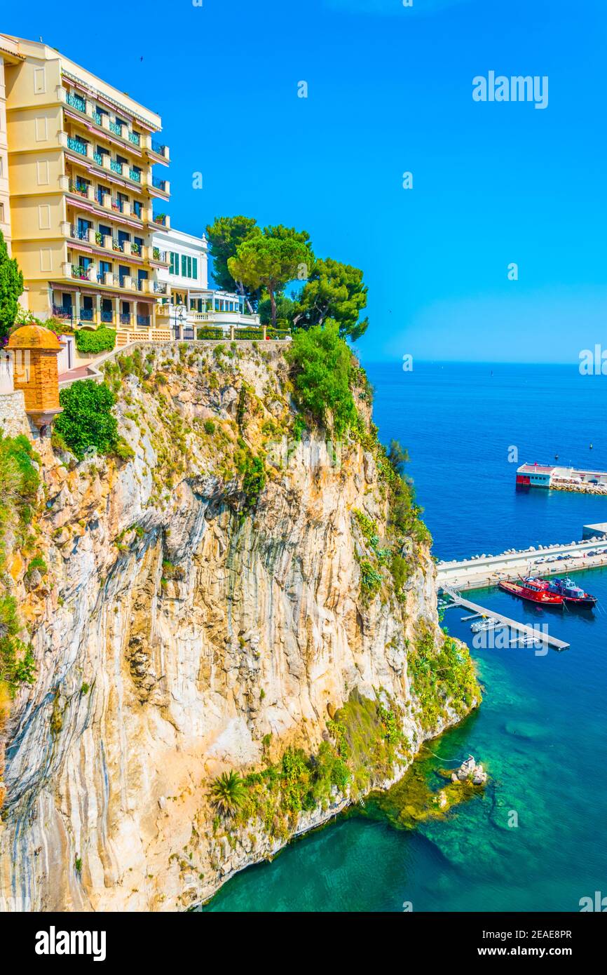 Fassaden von Häusern in der Altstadt von Monaco Stockfoto