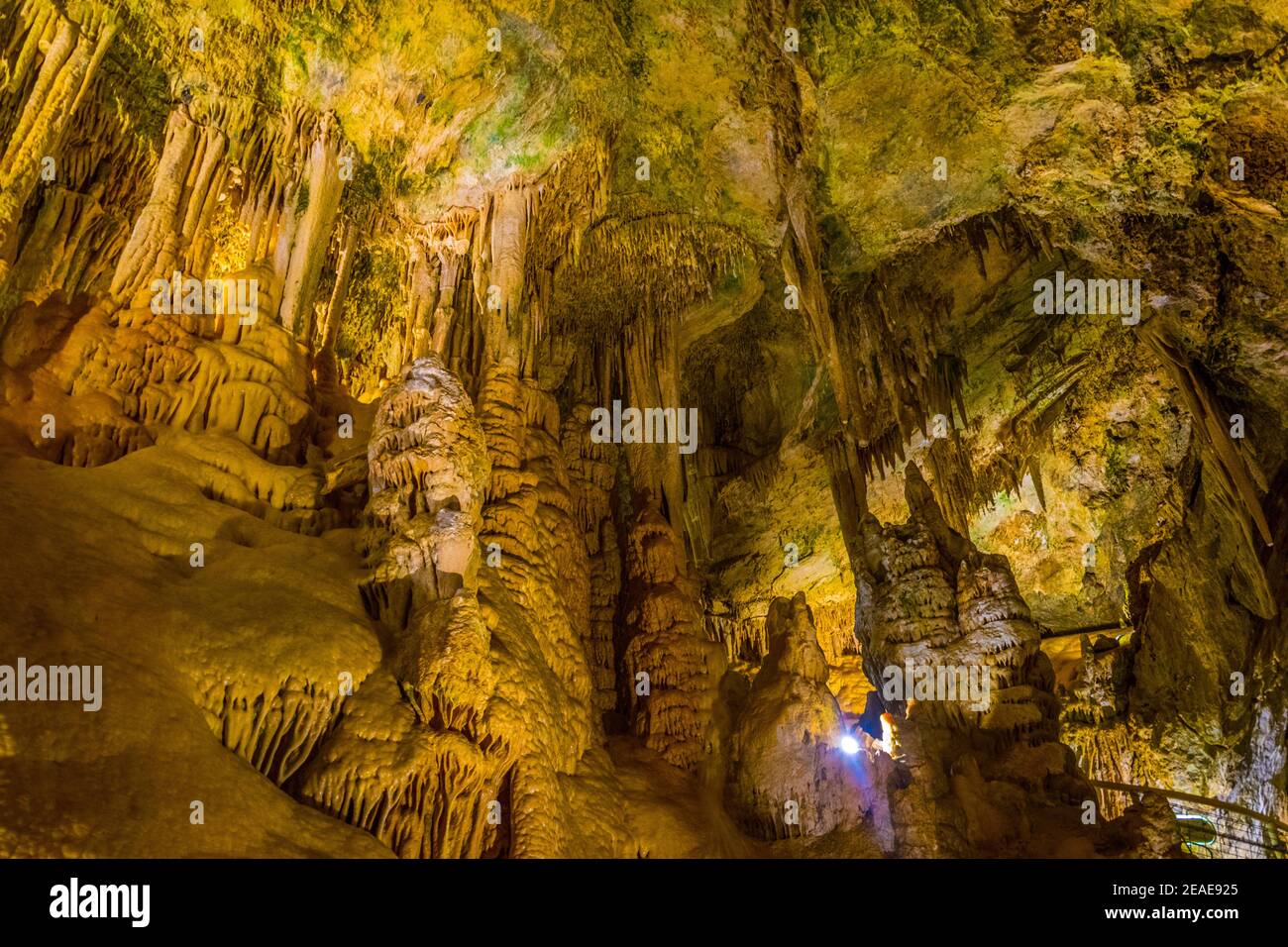 Innenansicht einer Grotte im Inneren des Jardin exotique-Gartens in Monaco Stockfoto