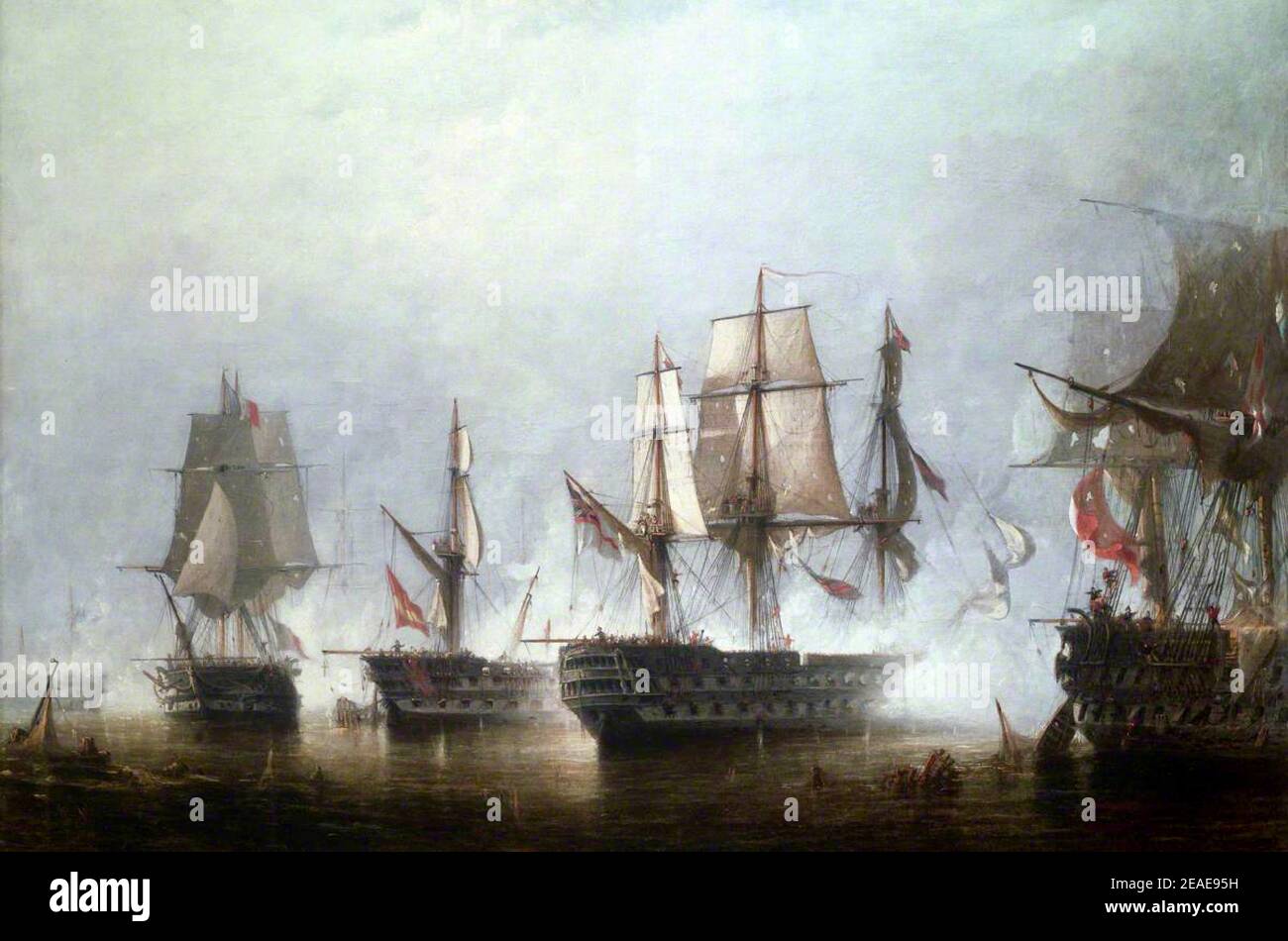 Die Schlacht von Trafalgar von Richard Henry Nibbs Stockfoto