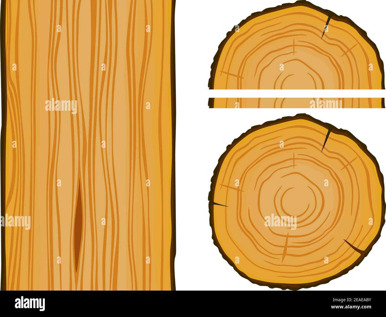 Holz und Holzstruktur mit Elementen. Editierbare Vektordarstellung Stock Vektor