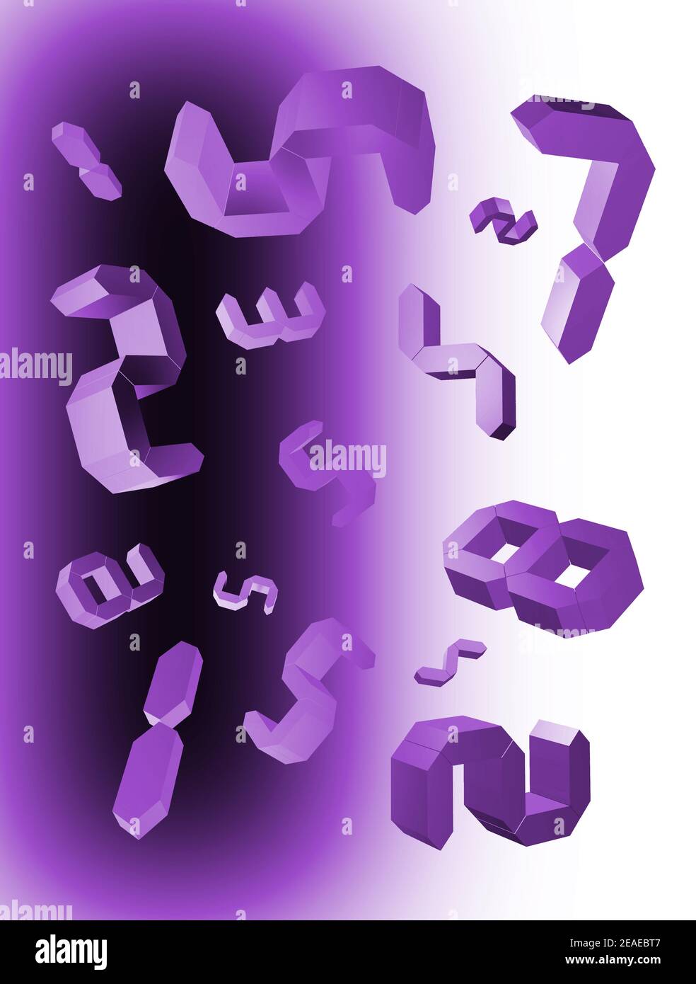 Dynamischer Hintergrund mit 3D digitalen violetten Zahlen. Illustration von bunten rotierenden Ziffern. Mathematik, digitale Technologie Hintergrund. Stockfoto Dynamischer Hintergrund mit 3D digitalen violetten Zahlen. Illustration von bunten rotierenden Ziffern. Mathematik, digitale Technologie Hintergrund. Stockfoto