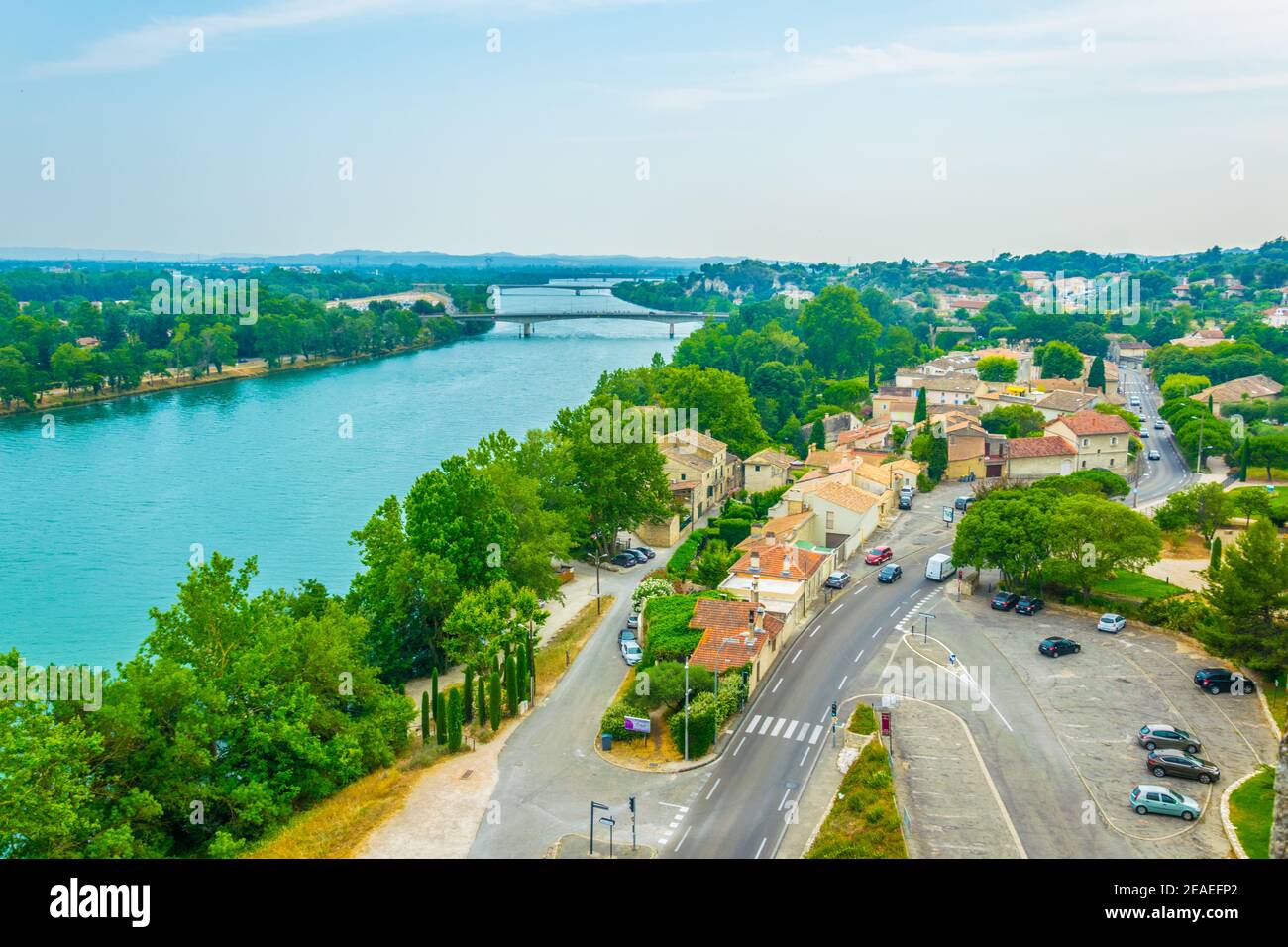 Luftaufnahme von Villeneuve les Avignon, Frankreich Stockfoto