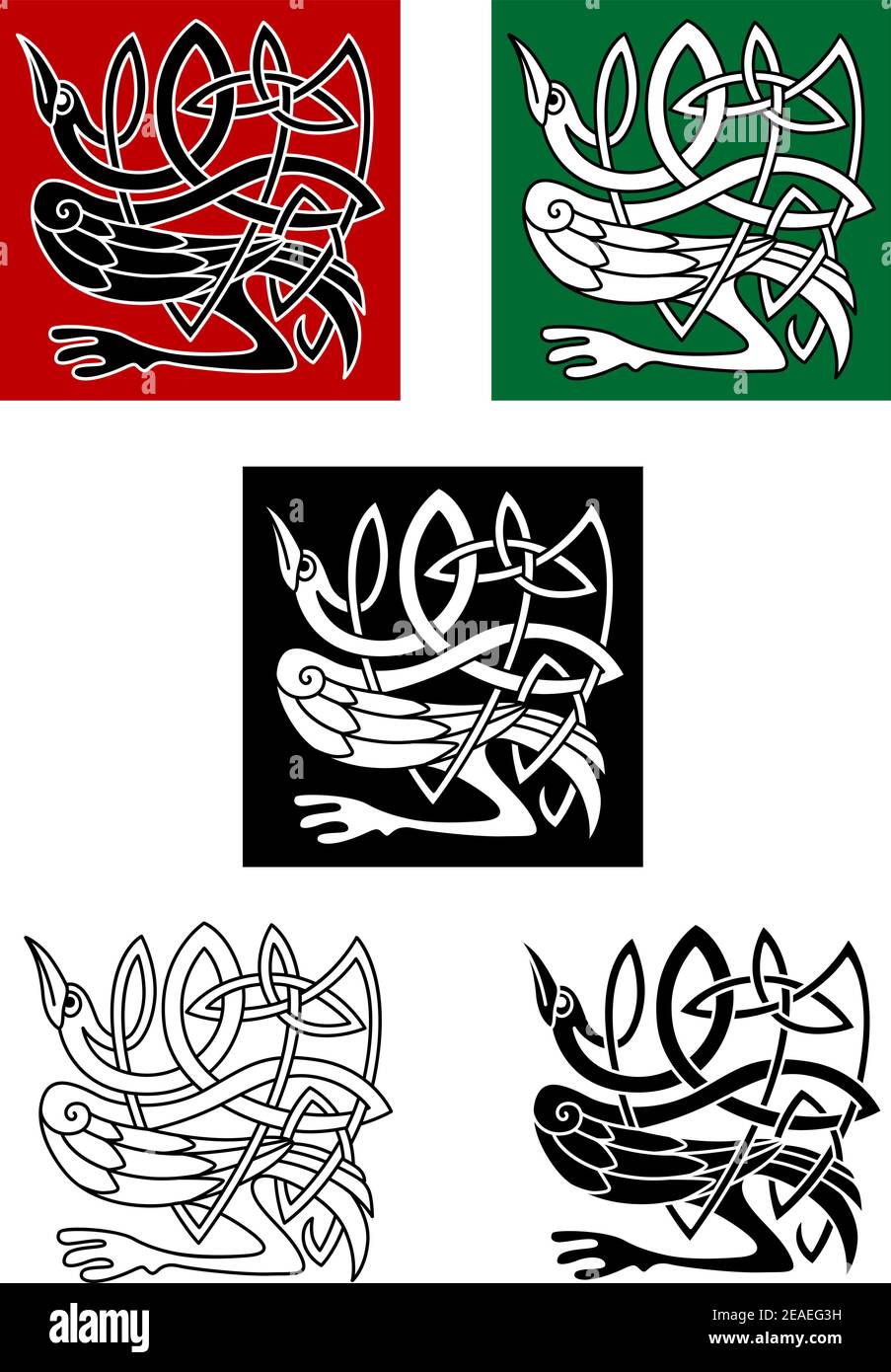 Keltische Ornament mit Reiher Vogel für Tattoo oder dekorative Gestaltung Elemente Stock Vektor