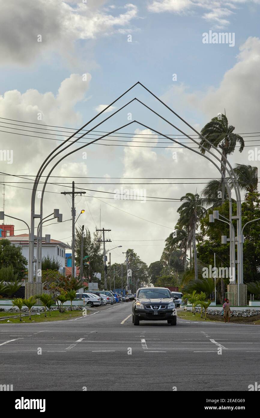 Independence Arch in der Brickdam Street in Georgetown, Guyana, Südamerika Stockfoto