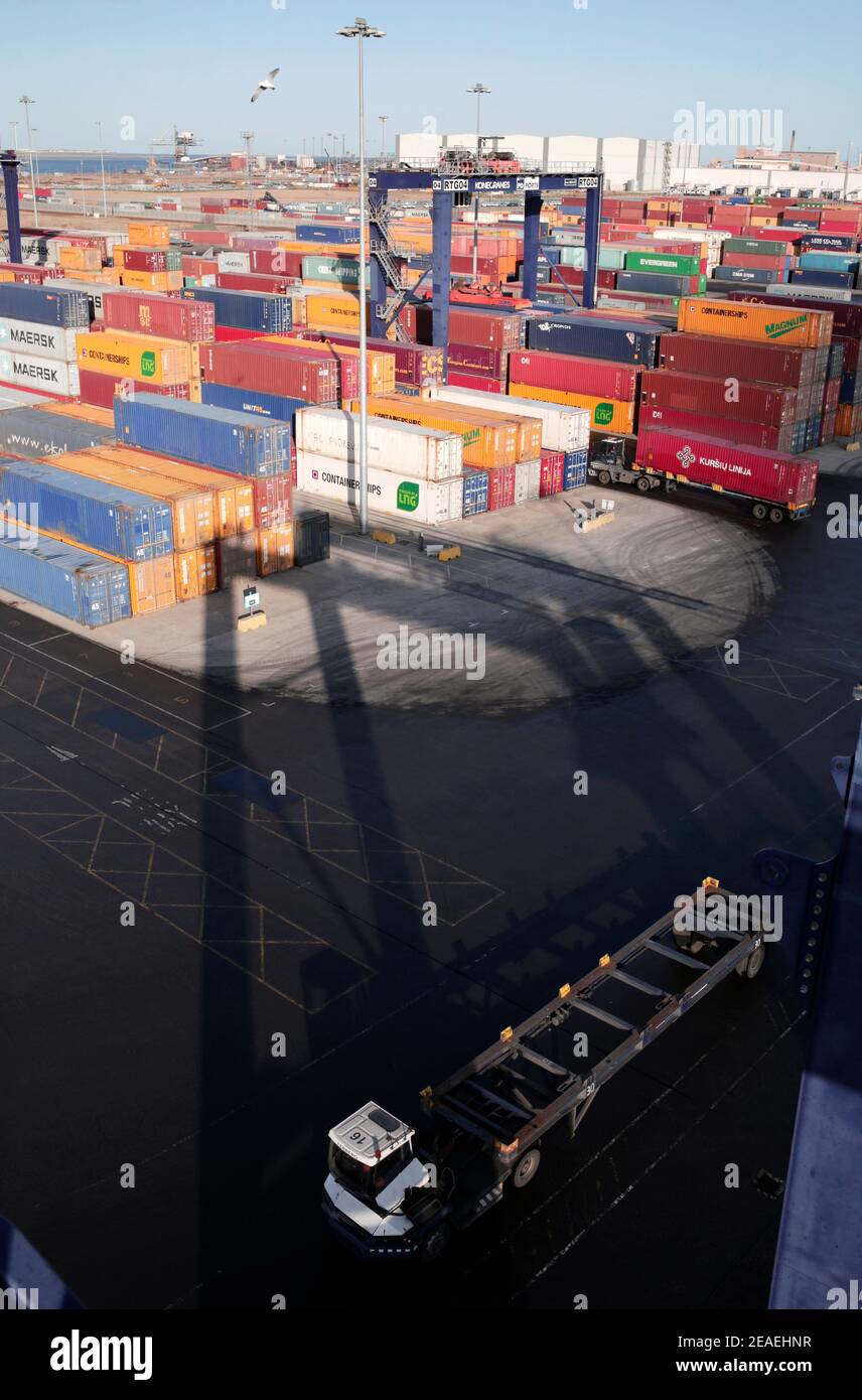 Container in Teesport, Middlesbrough, North Yorkshire. 22/01/2019. Foto: Stuart Boulton. Stockfoto