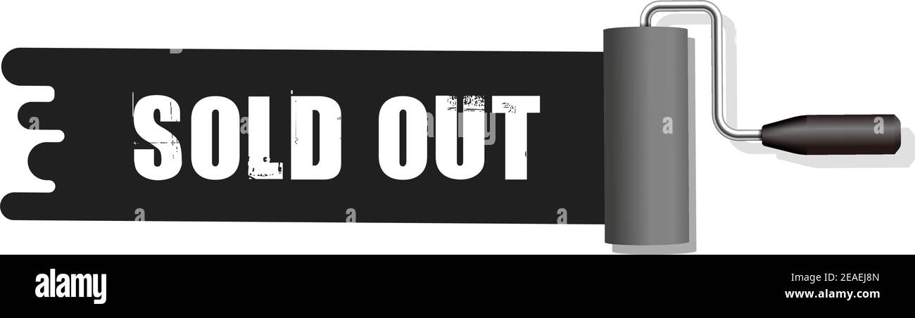 Roller Painter, Pinsel mit Text (ausverkauft) Vektorgrafik (schwarz) Stock Vektor