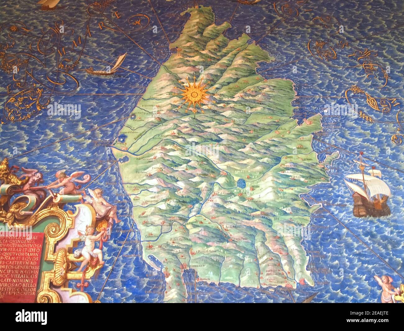 Karte von Korsika in den Vatikanischen Museen in Rom Stockfoto