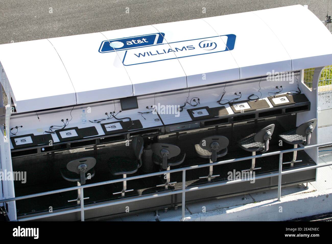 Williams Formel-1-Team-Pit-Wall auf der Grand-prix-Strecke von Katalonien, Montmelo, Spanien Stockfoto
