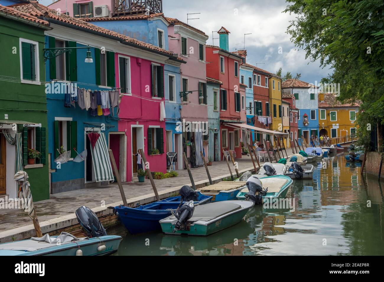 Entdeckung der Stadt Venedig, Burano und seine kleinen Kanäle und romantischen Gassen, Italien Stockfoto