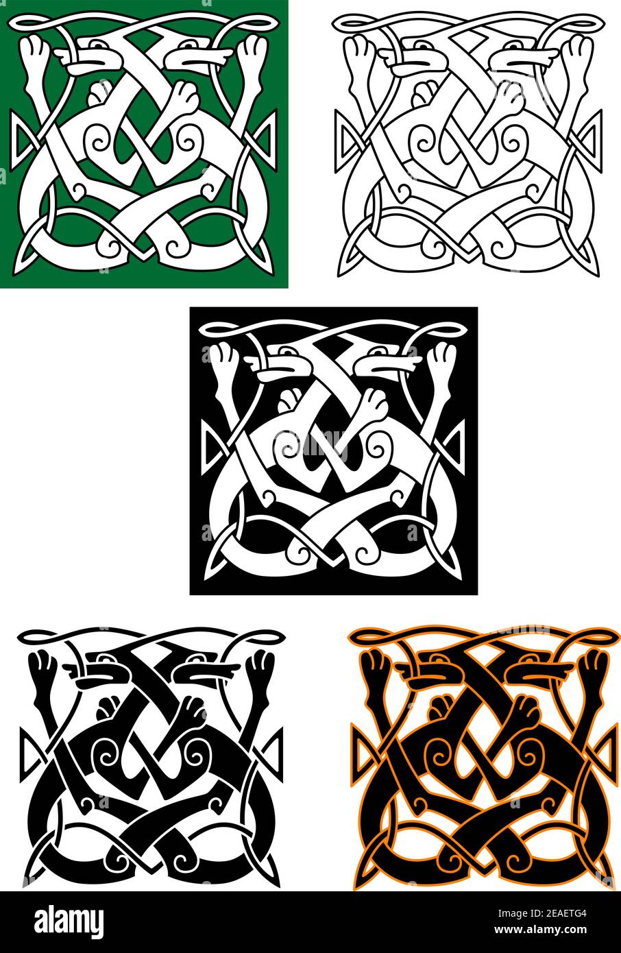 Abstraktes keltisches Muster mit Tier- und Ornamentelementen Stock Vektor