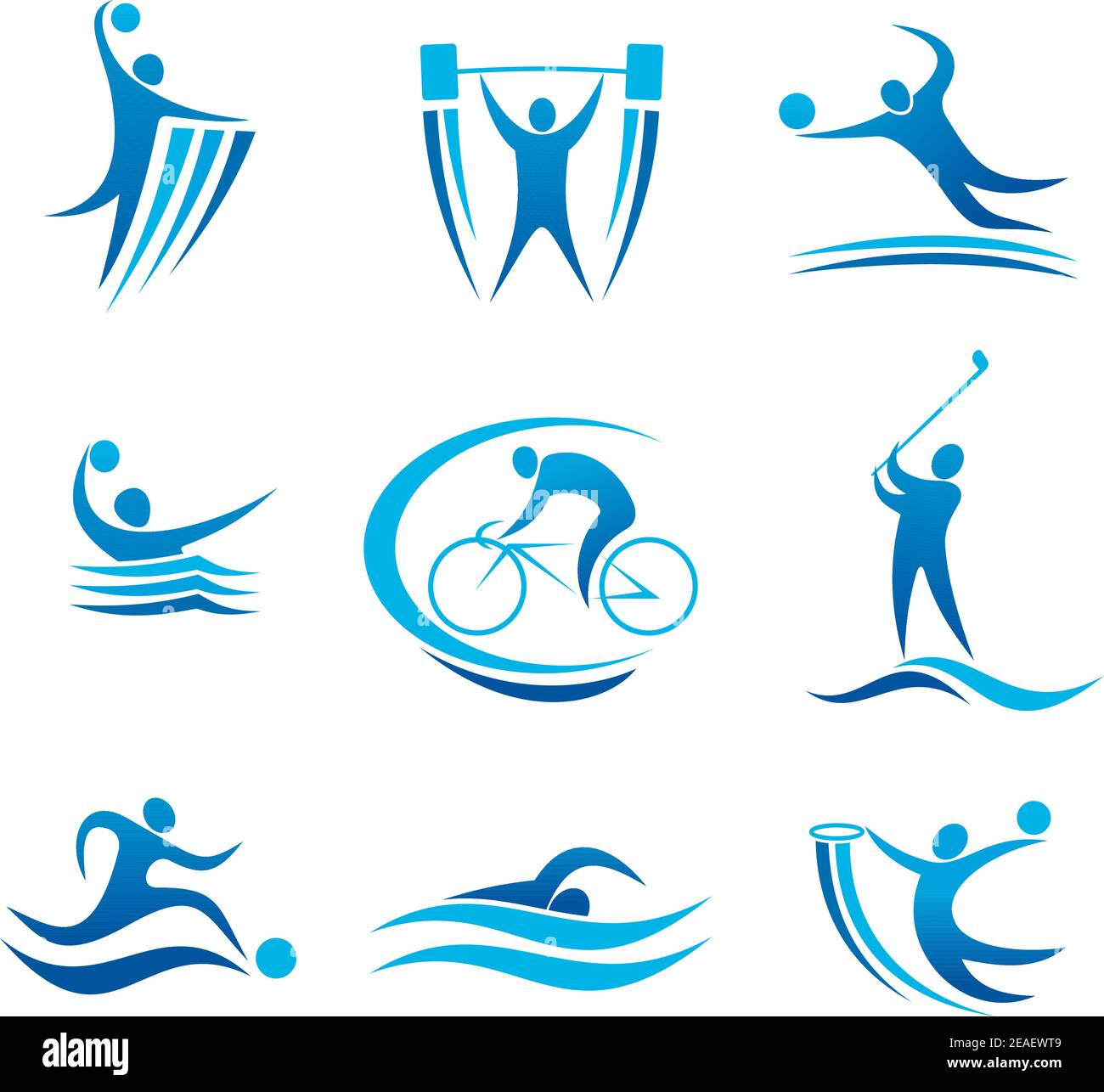 Sportsymbole und Piktogramme für jedes Wettbewerbs- und Meisterschaftdesign Stock Vektor