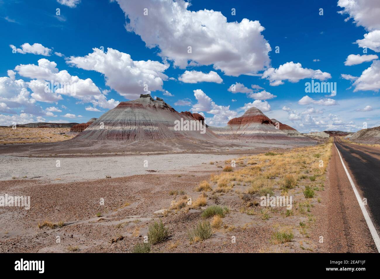 Landschaftlich reizvolle Ansicht der Formation bekannt als die Teepes, im Petrified Desert National Park, im Bundesstaat Arizona, USA; Konzept für Reisen in Amerika Stockfoto