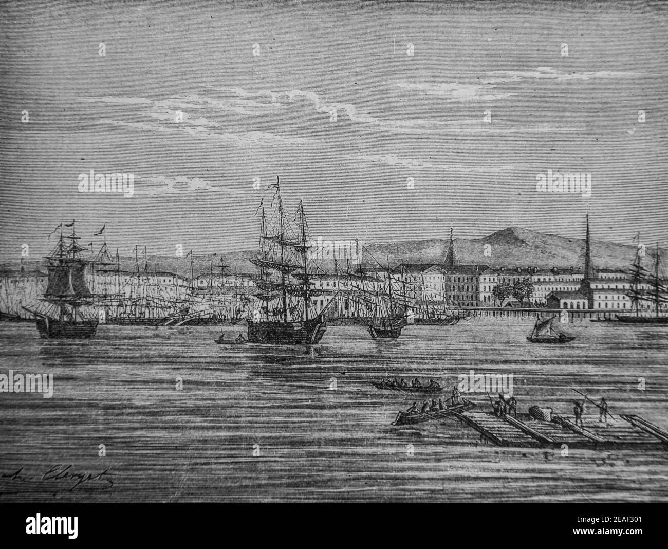 vue de la nouvelle orleans et du mississipi, 1672-1792,histoire de france par henri martin,editeur furne 1850 Stockfoto