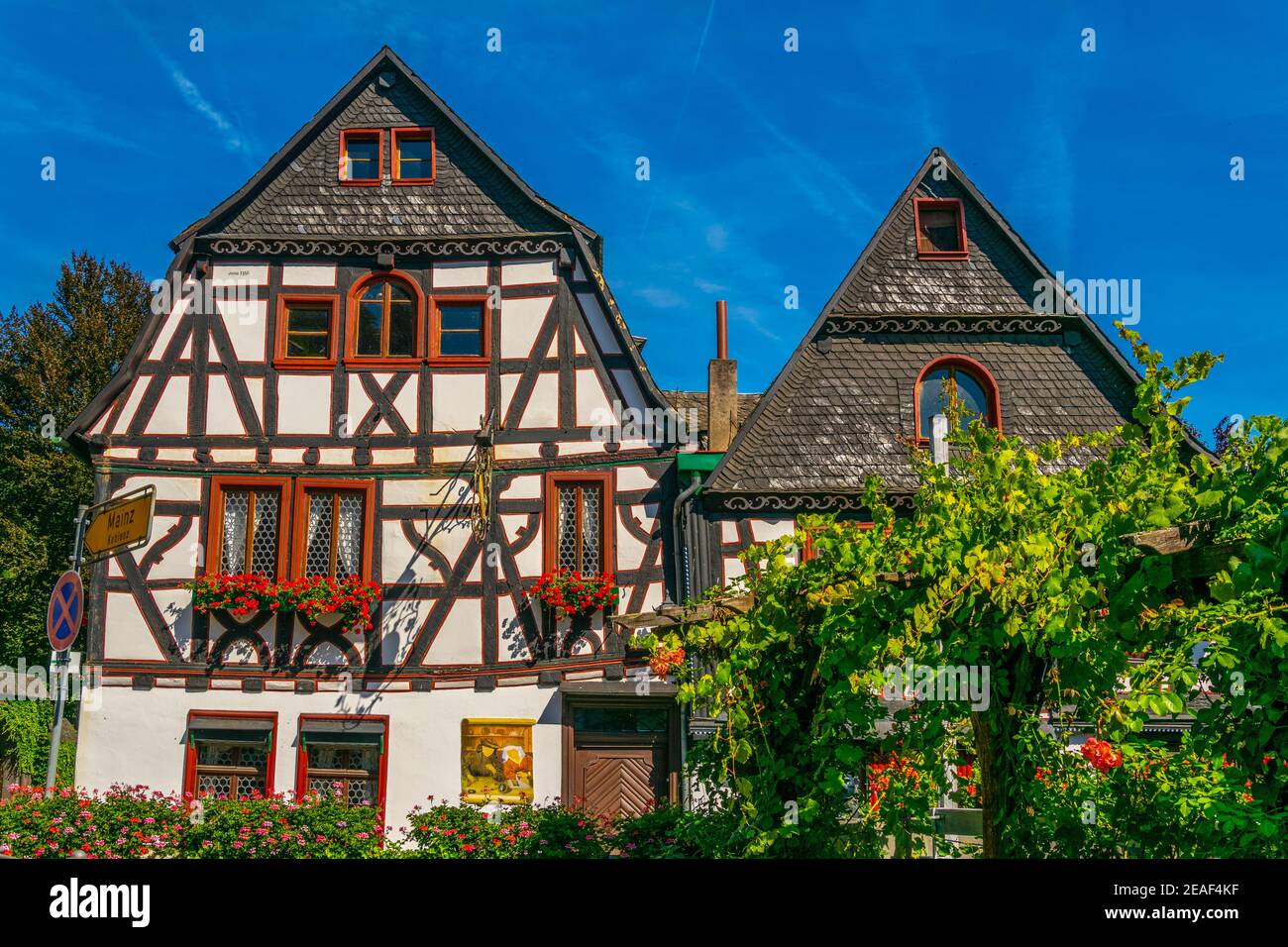 Holzfassaden in Bacharach, Deutschland Stockfoto