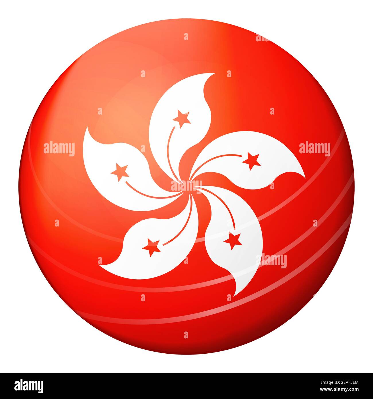 Glaskugel mit Flagge von Hong Kong. Runde Kugel ...