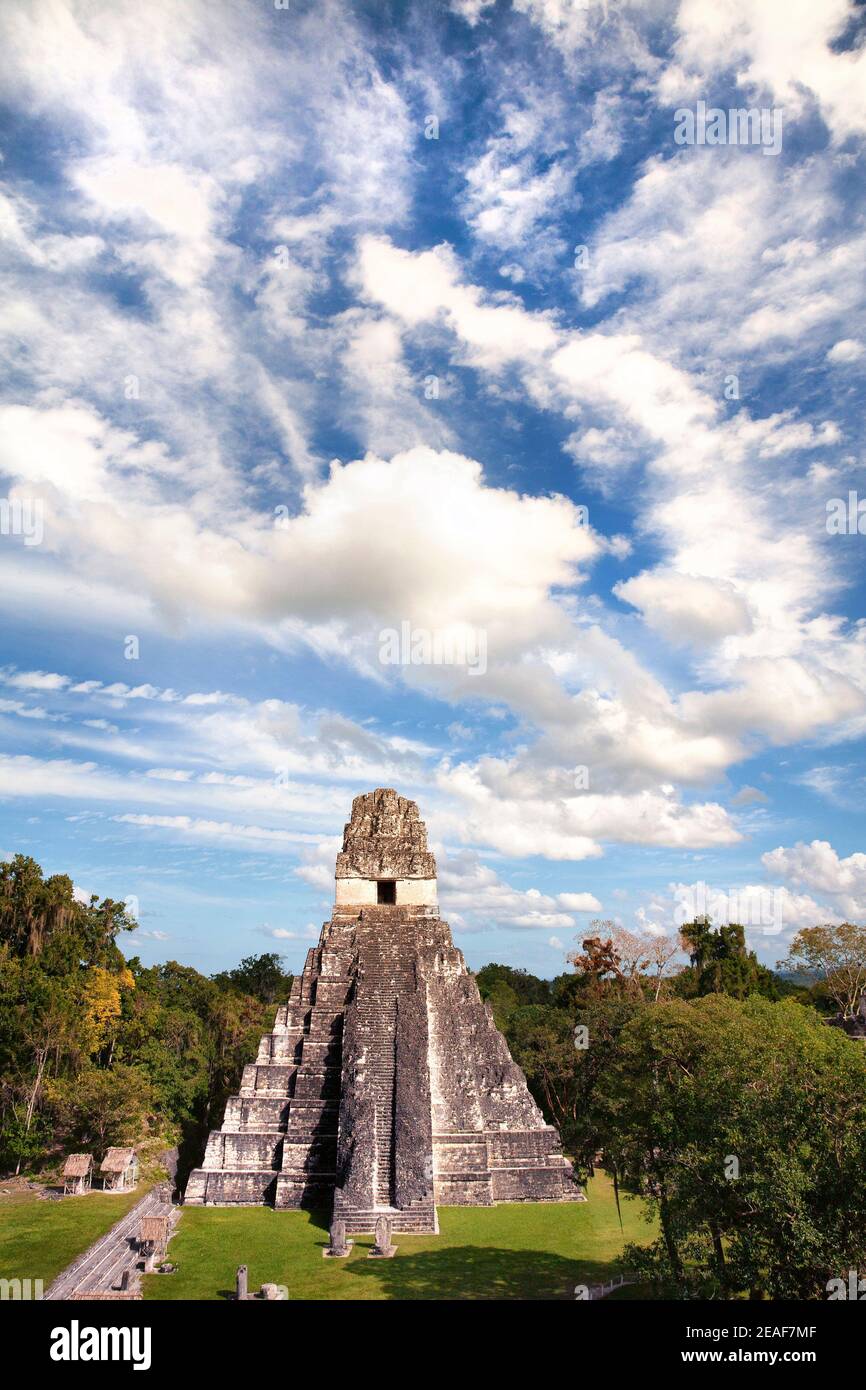 Tempel 1 der Jaguar-Tempel in Tikal Maya cty in Guatemala Zentralamerika Stockfoto
