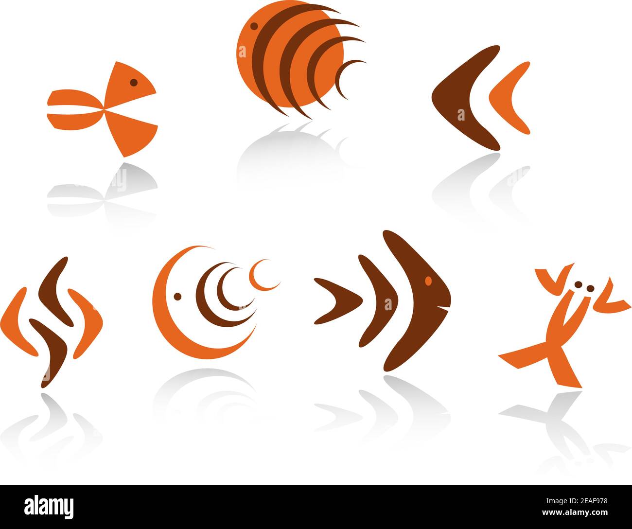 Unterwassertiere Symbole als Symbole isoliert auf weißem Hintergrund Stock Vektor