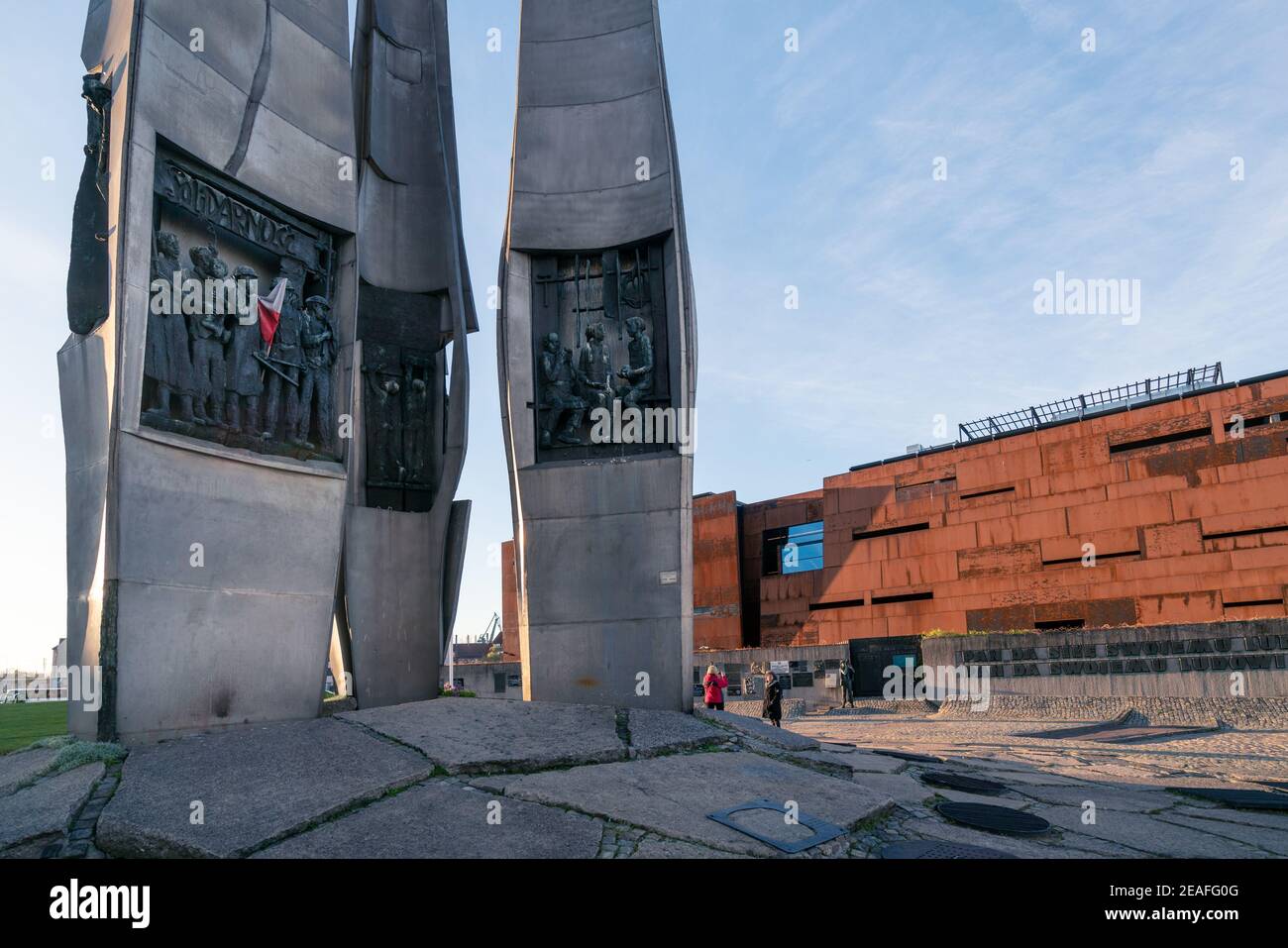 Danzig, Polen - 05,06.2017: Gedenkstätte und Museum der Solidarität in Danzig, Polen. Moderne zeitgenössische Architektur an der Ostseeküste. Stockfoto