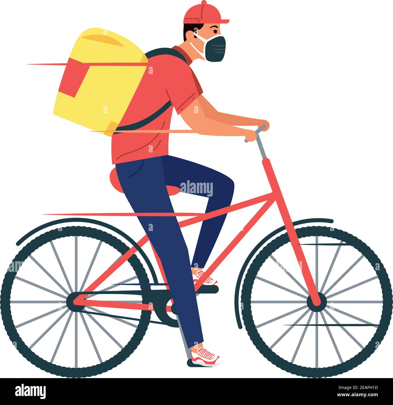 Delivery Service Arbeiter tragen medizinische Maske in Fahrrad Vektor  Illustration Design Stock-Vektorgrafik - Alamy