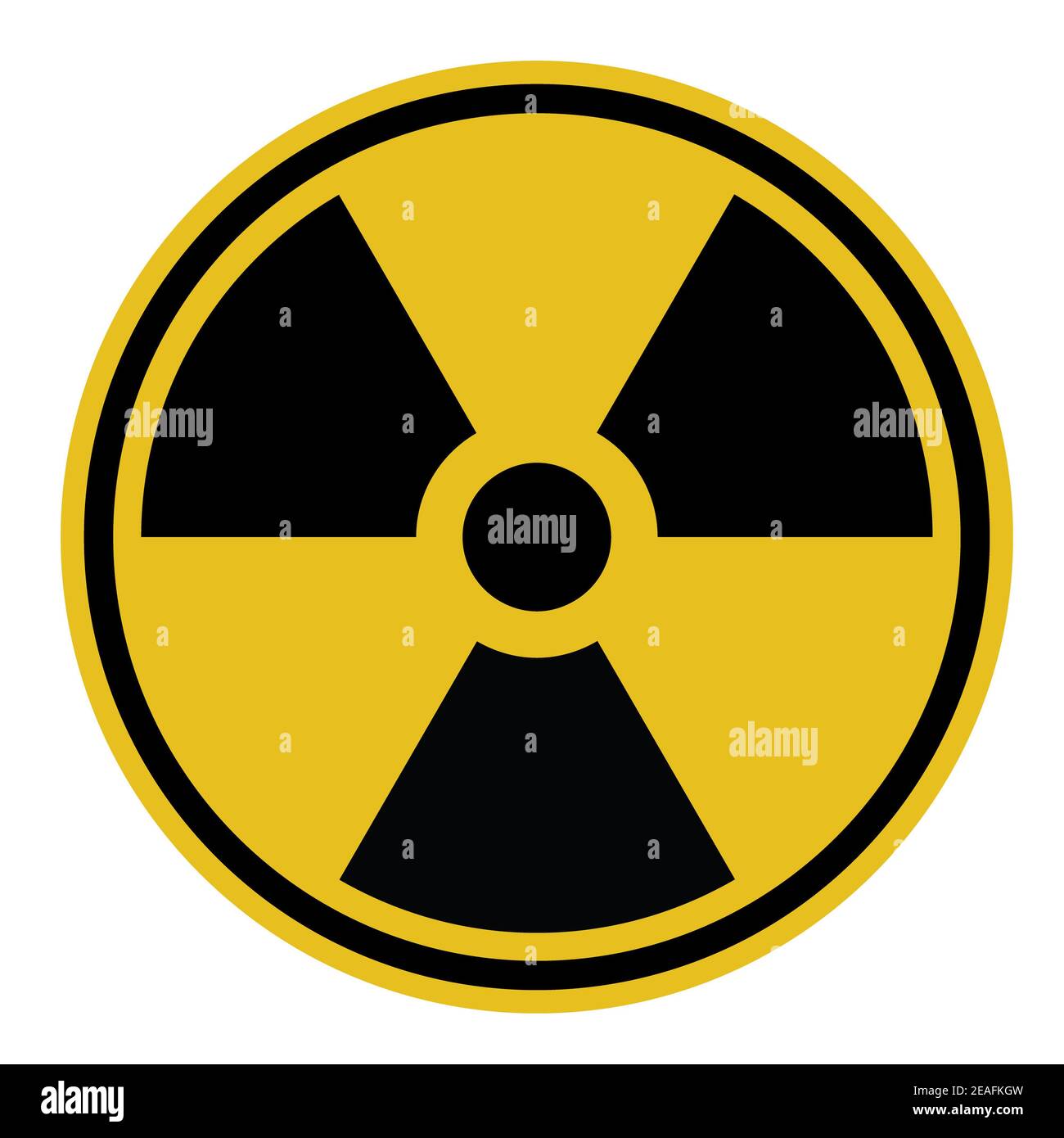Darstellung des Radioaktivitätssymbols: Schwarzes und gelbes Symbol Stockfoto