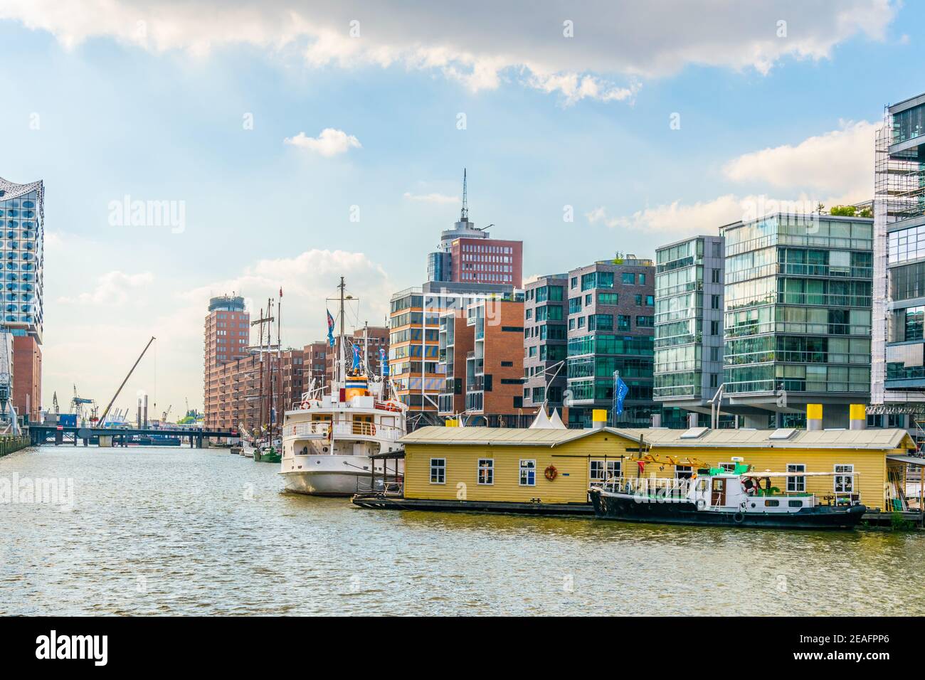 Blick auf die hafencity in Hamburg. Stockfoto