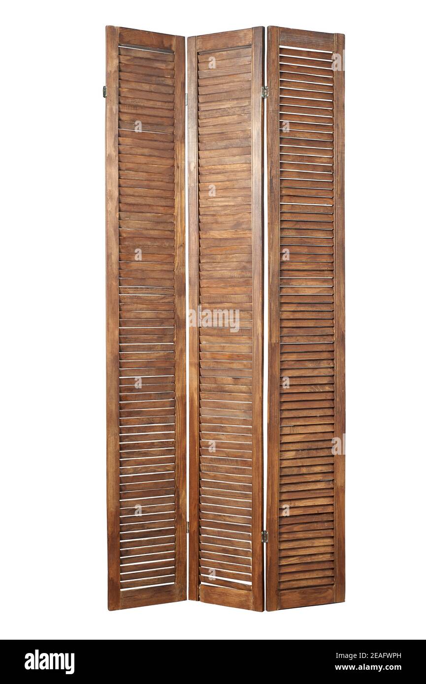 Klappbare Holzflügel oder Trennwand für den Innenraum Stockfoto