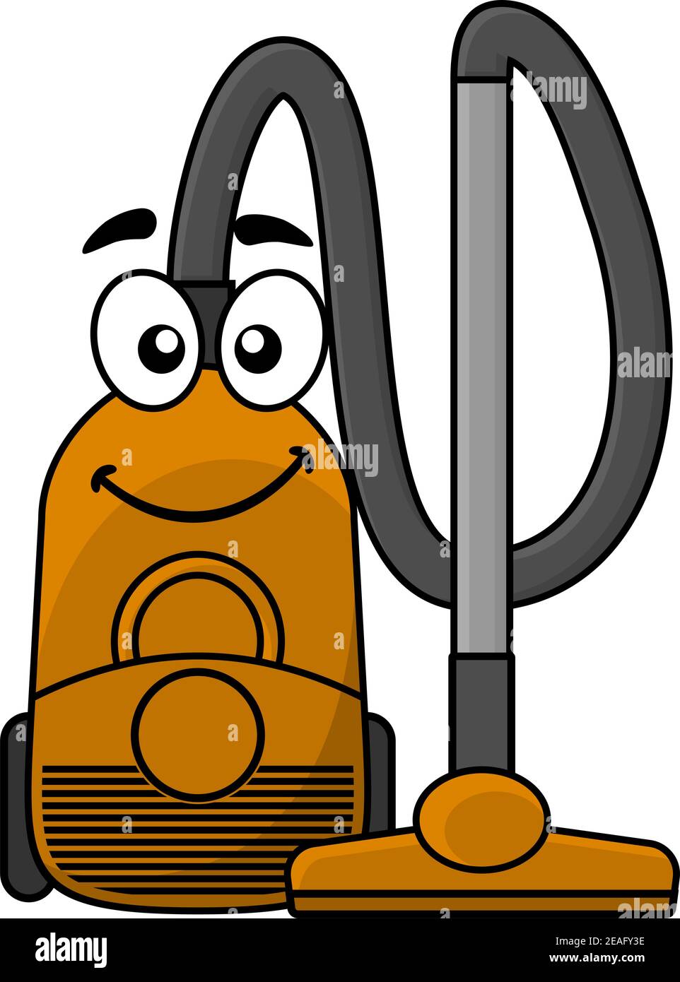 Nette Karikatur Haushaltsstaubsauger mit einem freundlichen Lächeln isoliert Auf Weiß Stock Vektor
