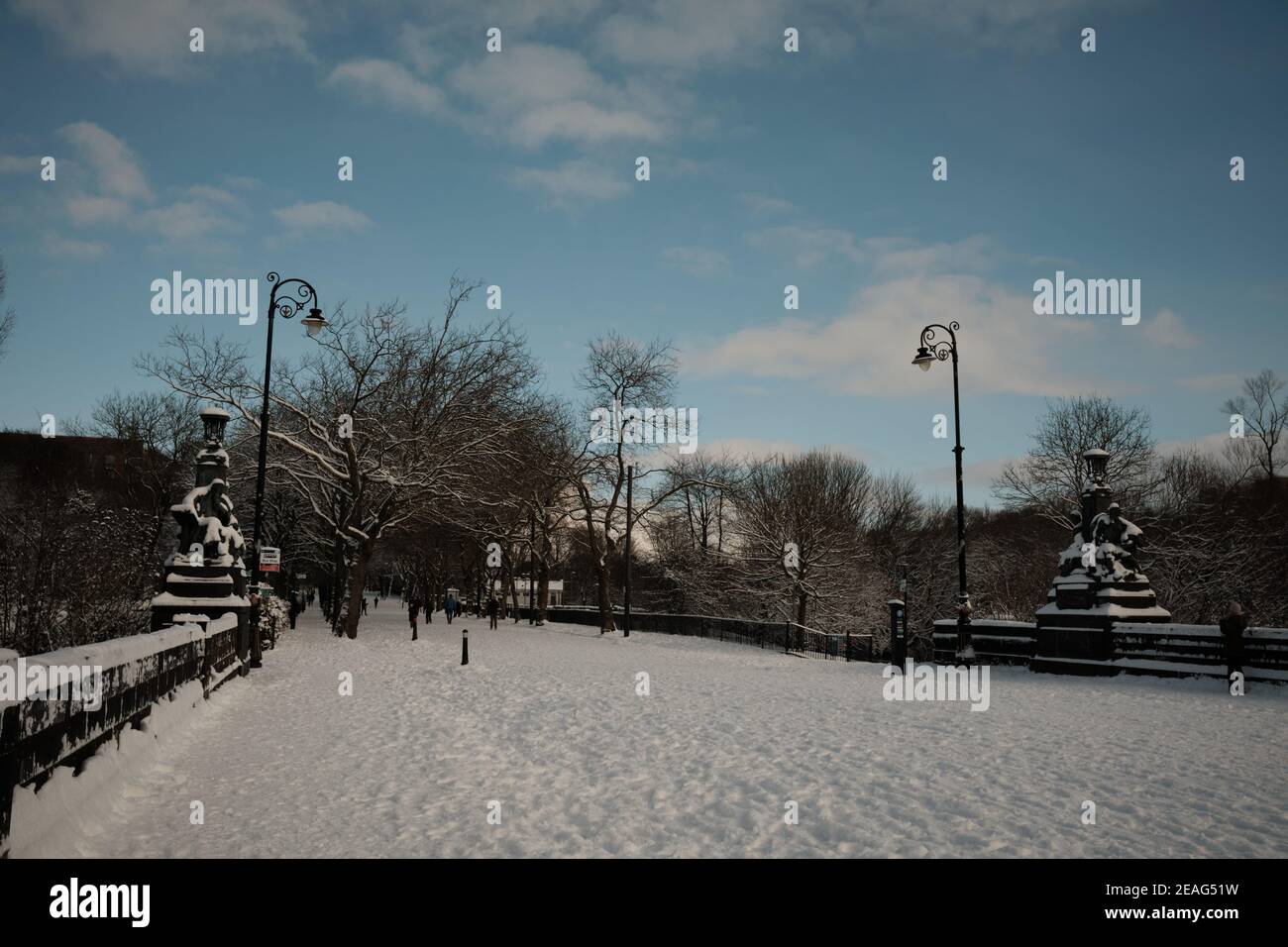 Kelvin Weg im Schnee, Februar 9th 2021. Glasgow (West End, Kelvingrove Park Walk Way) Stockfoto