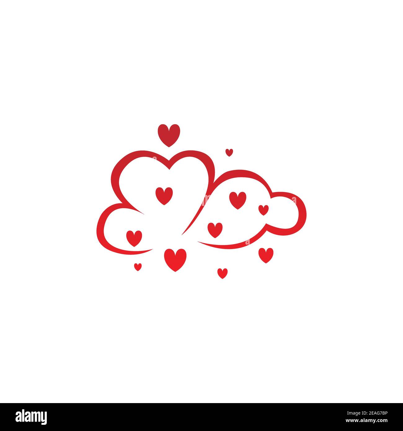 Rote Farbe kreative Wolke der Liebe Logo Design Illustration. Wolke mit roten Herzen Form repräsentieren eine Liebe Konzept Design-Logo-Vektor Stock Vektor