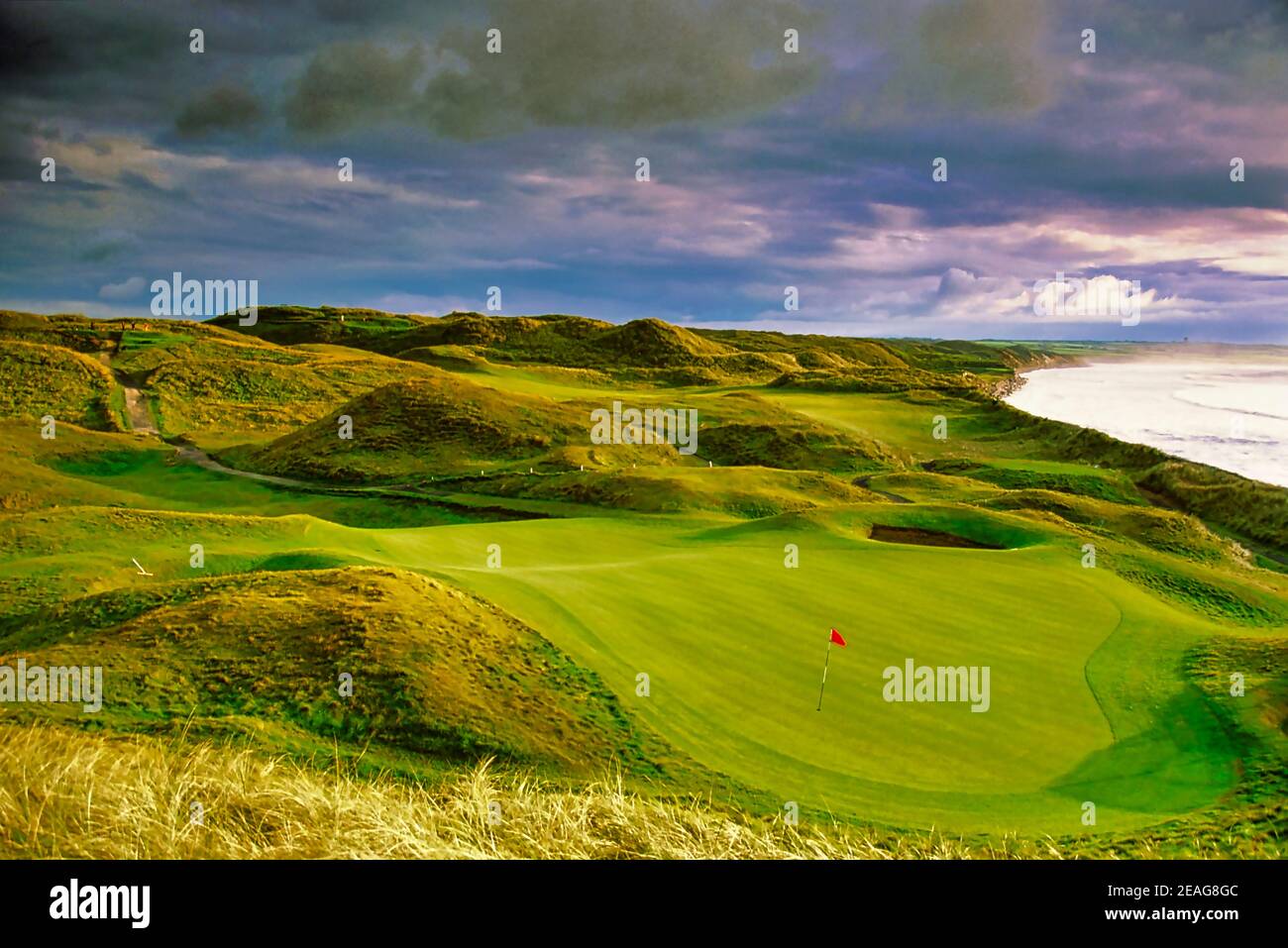 15th-Loch, Par 3 auf dem Old Course im Ballybunion Golf Club, County Kerry, Irland Stockfoto