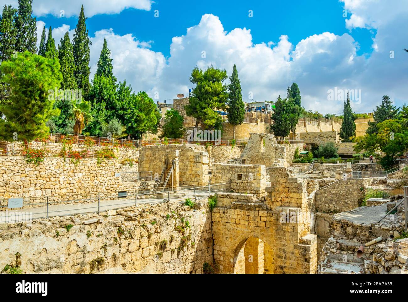 Ruinen von Teichen von Bethesda in Jerusalem, Israel Stockfoto