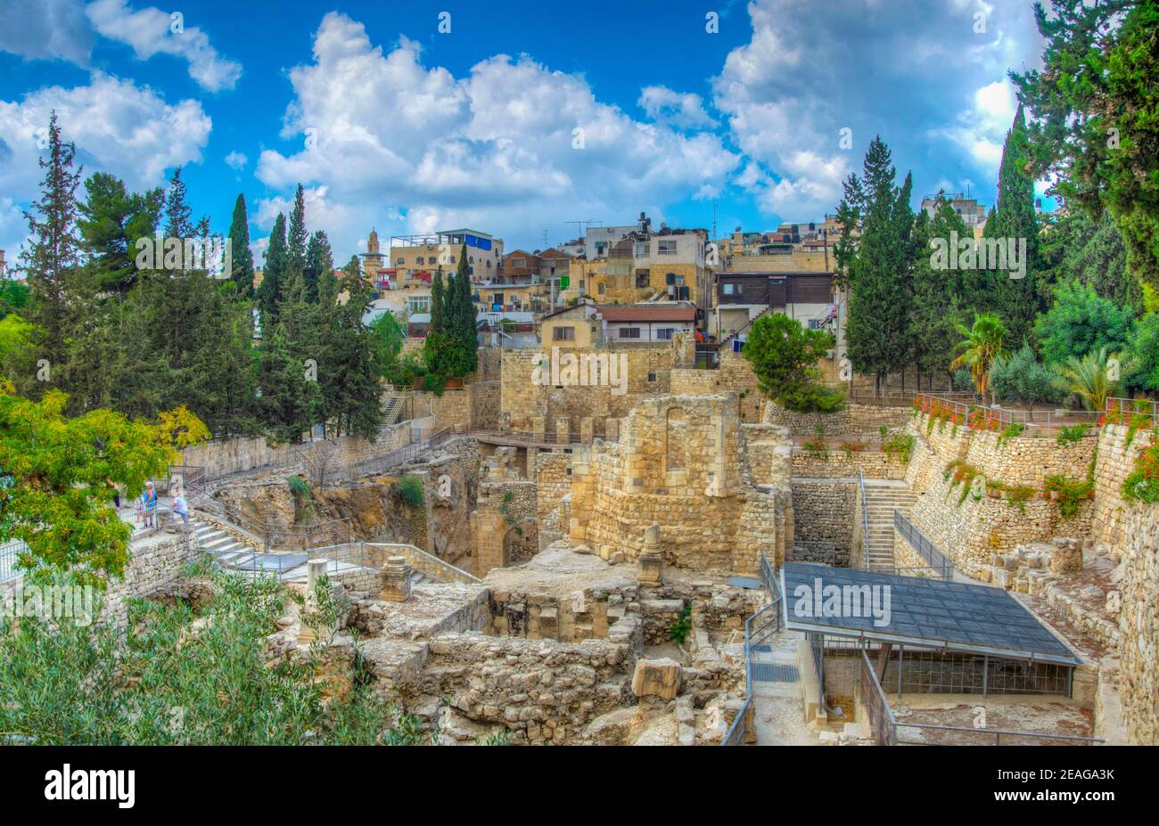 Ruinen von Teichen von Bethesda in Jerusalem, Israel Stockfoto
